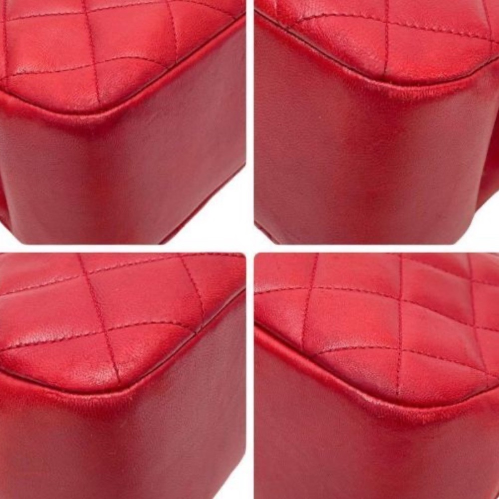 Chanel (Rare-vintage) Red Lambskin Matelasse Chain Shoulder Bag - AB condition - Picture 4 of 9